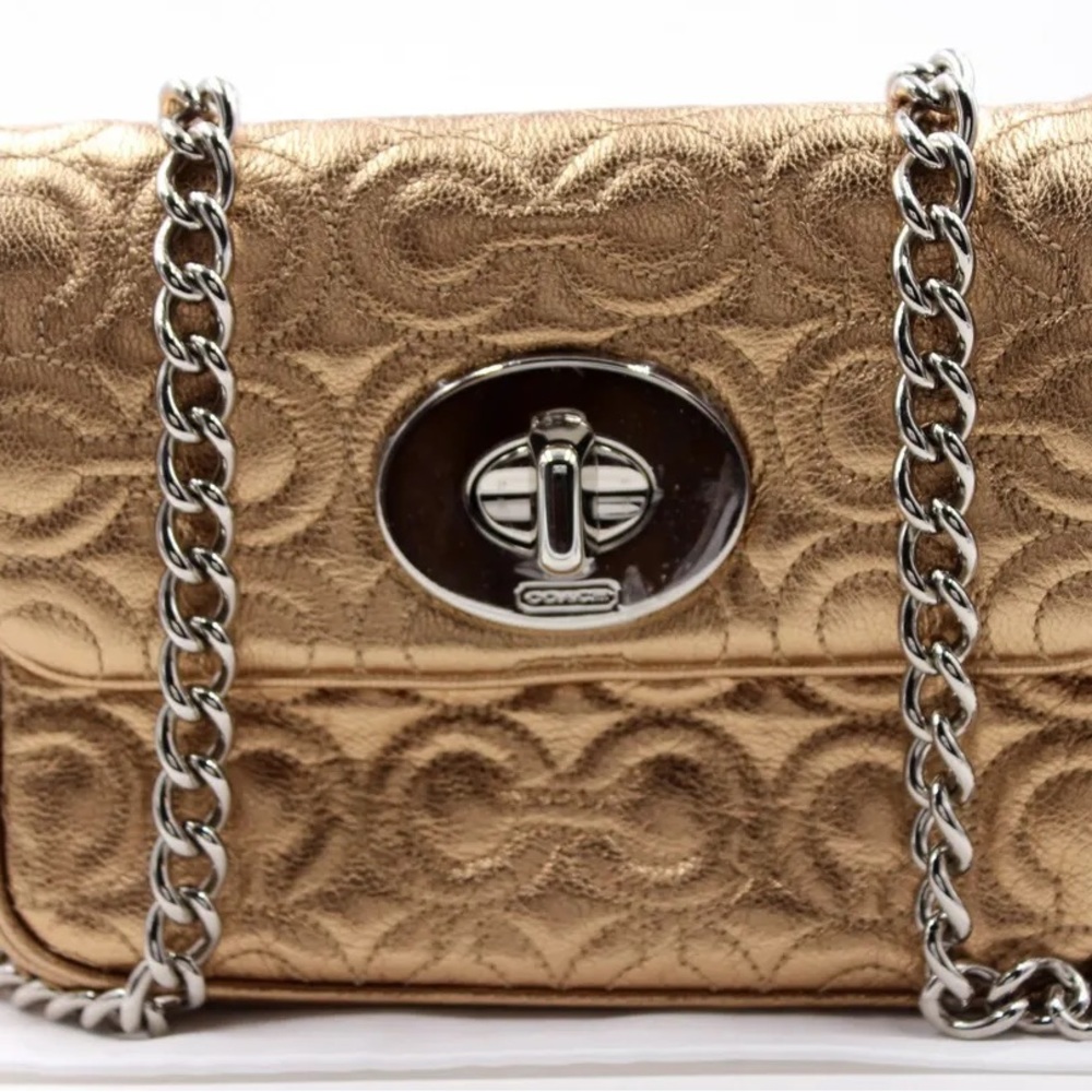 NWT Coach Madison Metallic Leather Small Bag